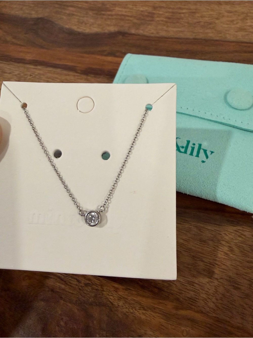 Mint & Lilly Classic Bezel Set Solitaire Necklace - Picture 5 of 5